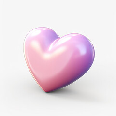 Smooth and shiny 3D love heart icon light yellow lavender pink soft color on white background created with Generative AI Technology