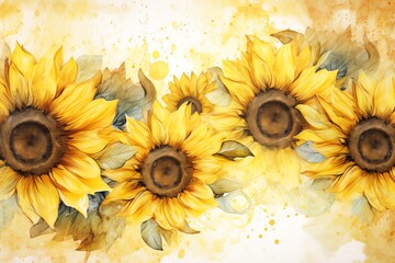 Watercolor sunflower background