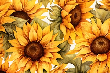 Watercolor sunflower background