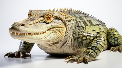 Obraz premium Front view of crocodile alligator isolated on white background 