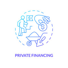 2D gradient private financing icon, simple isolated vector, construction cost thin line illustration.