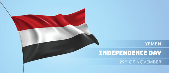 Yemen happy independence day greeting card, banner vector illustration