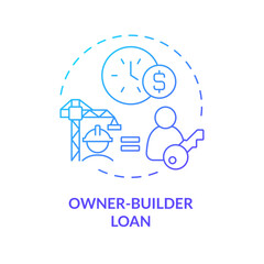 2D gradient owner builder loan icon, simple isolated vector, construction cost thin line illustration.