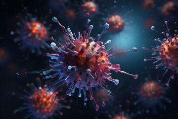 3D illustration of Swine Influenza or Influenza in colour background, Unveil the intricate world of viruses through AI-generated imagery, AI Generated