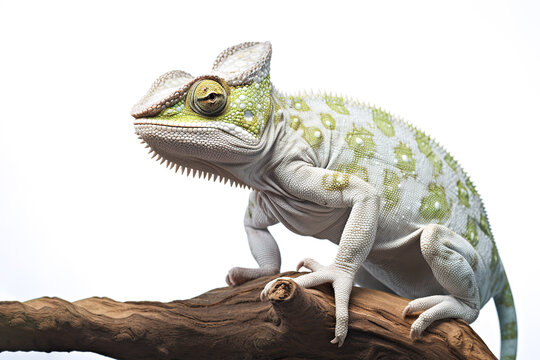 Image of green chameleon on white background. Reptile., Wildlife Animals.