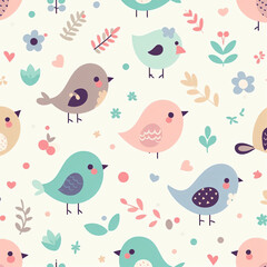 seamless pattern with birds - Generative AI