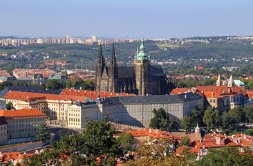 Prague, P, Czech Republic - August 24, 2016: Metropolitan Cathedral of Saints Vitus and castle
