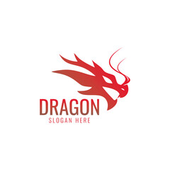 side view of red dragon icon design. vector illustration of a mustachioed dragon suitable for logo use