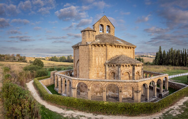 Fototapeta na wymiar Santa Maria de Eunate church , 12th century, Ilzarbe Valley, Navarra, Spain