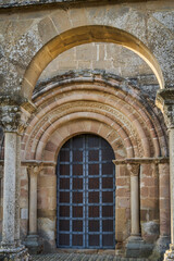 Santa Maria de Eunate church , Romanesque fa&ccedil;ade, 12th century, Ilzarbe Valley, Navarra, Spain