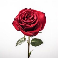 Red rose isolated on a white background. Generative Ai.
