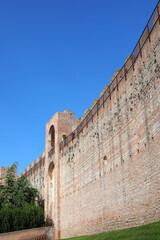 Cittadella, PD, Italy - September 24, 2023: Ancient city walls without people and gate
