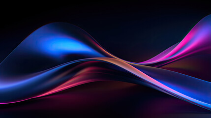 minimalist soft round light waves purple blue and bronze glowing surface on dark background created with Generative AI Technology