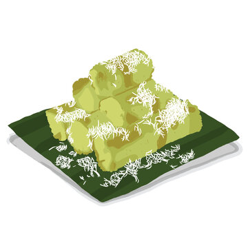 Kue Putu with coconut flakes