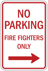 Reserved firefighter parking only sign