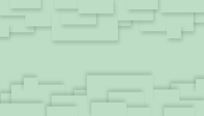 Rectangular and square templates with thin overlapping shadows. light green gradient background Abstract pastel and copy space in the middle.