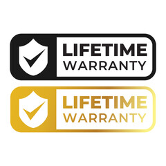 Golden banner lifetime warranty. Lifetime Warranty label, sticker, seal, badge, icon, logo, signflat vector illustration