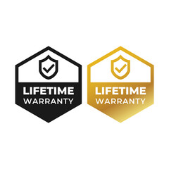 Golden banner lifetime warranty. Lifetime Warranty label, sticker, seal, badge, icon, logo, signflat vector illustration