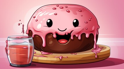 A cute and funny cartoon character in a donut shape