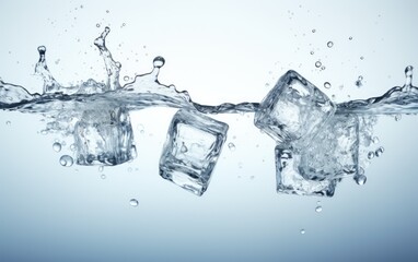 Water splashes with the ice cube.