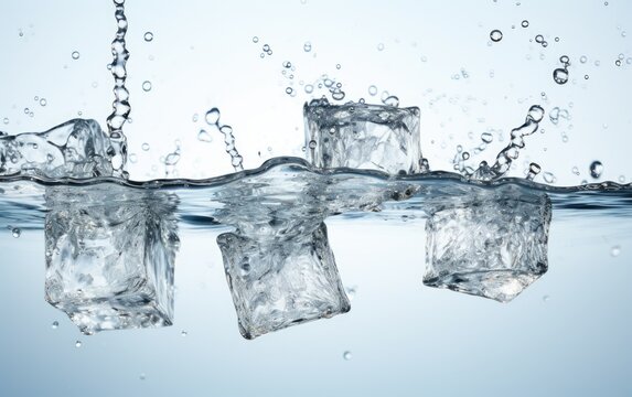 Water splashes with the ice cube.