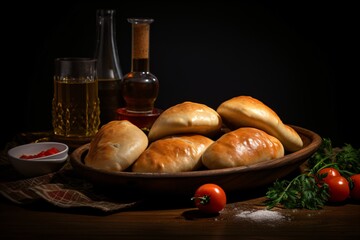 Freshly baked bread buns