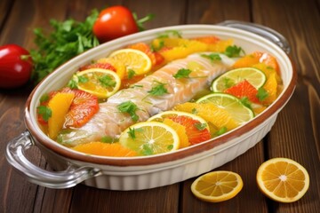 fish fillets marinated with assorted citrus fruits