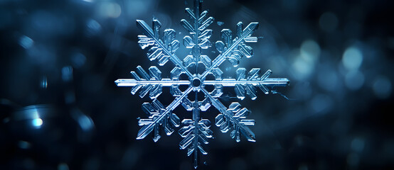 A model of a crystal clear snowflake in a black background 3