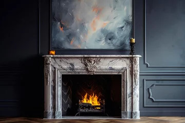 Foto op Canvas Generative AI illustration of Haussmann style fireplace in illustration style. digital art architecture © Eduardo López