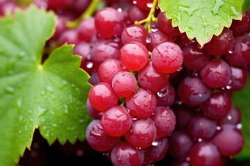 Fototapeta premium grapes with water droplets on leaves