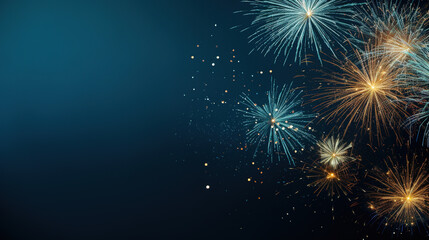 Fototapeta na wymiar New Year's Eve background design with fireworks with empty copy space