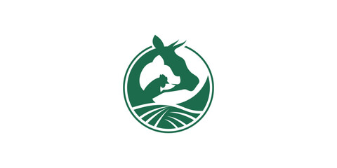 cow pig chicken farm logo vector icon template. classic design style	