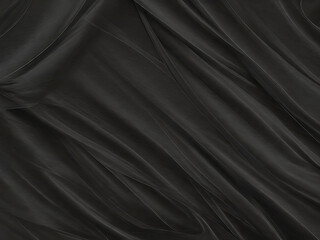Fototapeta premium Abstract black background with a silky satin texture, showcasing smooth, elegant folds in the fabric.