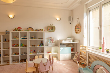 Interior of a montessori kindergarten - obrazy, fototapety, plakaty