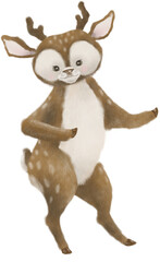 Fluffy Winter Cute Baby Reindeer Animal Pastel Color. Christmas Forest Friends For Baby Shower, Kid Birthday Party Invitation