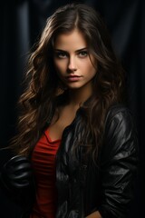 Fototapeta premium Beautiful young long hair woman, created with generative AI