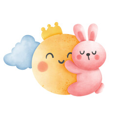 easter bunny rabbit with the moon 