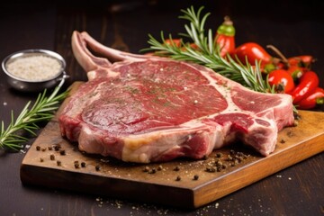 Fototapeta premium t-bone steak ready for serving with thyme fumes
