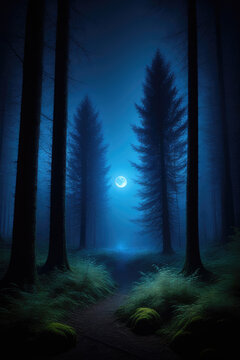 forest by night, generated by artificial intelligence
