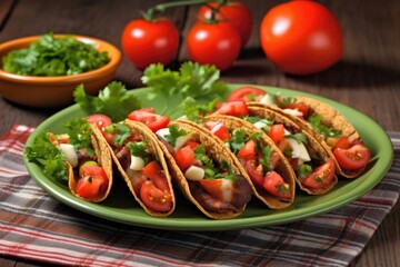 tacos filled with grilled octopus slices and tomato dice