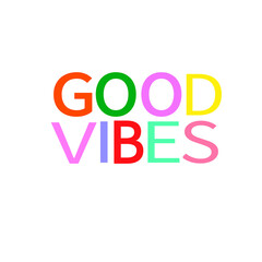 Good vibes sticker png made of abstract color font