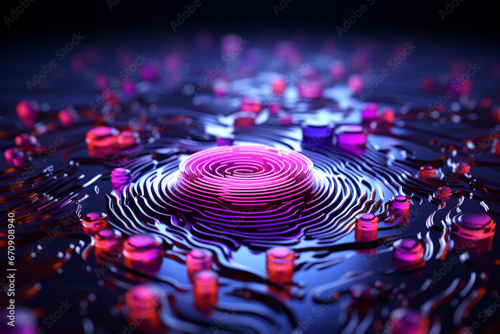 Aufkleber beautiful abstract pink fingerprint, standing on colorful, 3d rendering. background pattern for desi