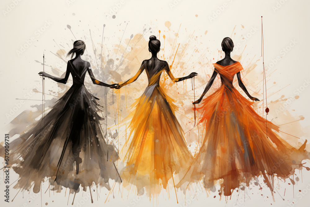 Aufkleber a series of abstract ink or watercolor paintings portraying ballerinas with expressive brushstrokes 