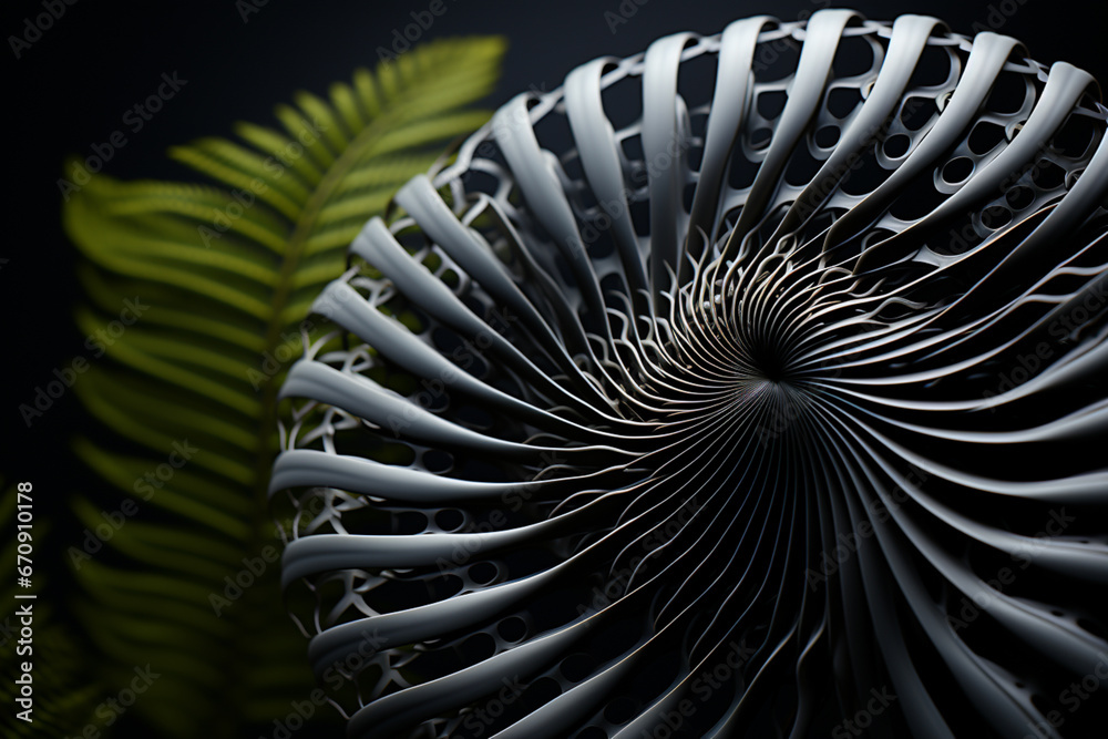 Leinwandbilder a minimalist black and white photograph of a fern frond with its intricate patterns and structures e