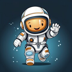 Cute Astronaut Jumping With Metal Hands , Cartoon, Icon Illustration