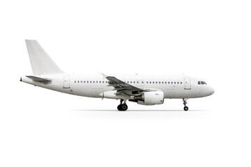 Fototapeta na wymiar White modern passenger airliner isolated