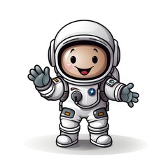 Cute Astronaut With Peace Hand , Cartoon, Icon Illustration