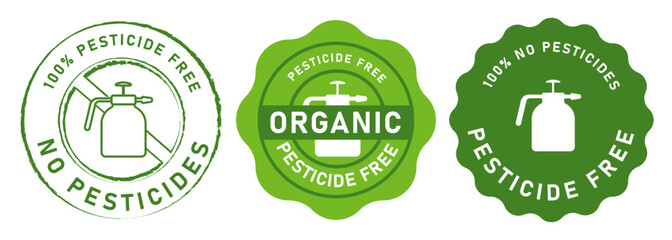 Pesticide free no pesticides emblem stamp green cross chemical spray