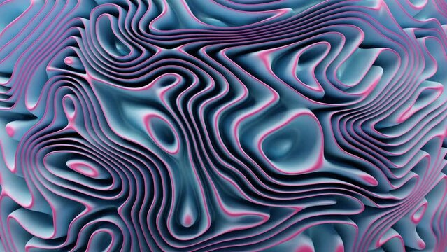 Abstract 3D motion design Loop. Digital wavy pattern with fun colors and pleasant seamless ripples.