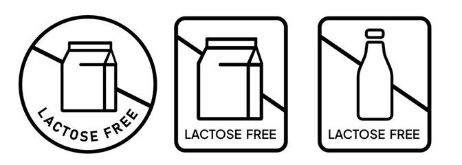 Lactose free sign emblem badge seal symbol black and white milk intolerance